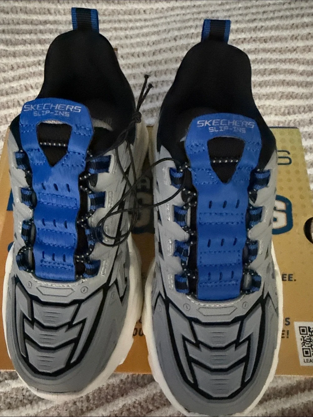 Skechers Gray & Blue Slip-On Athletic Shoes